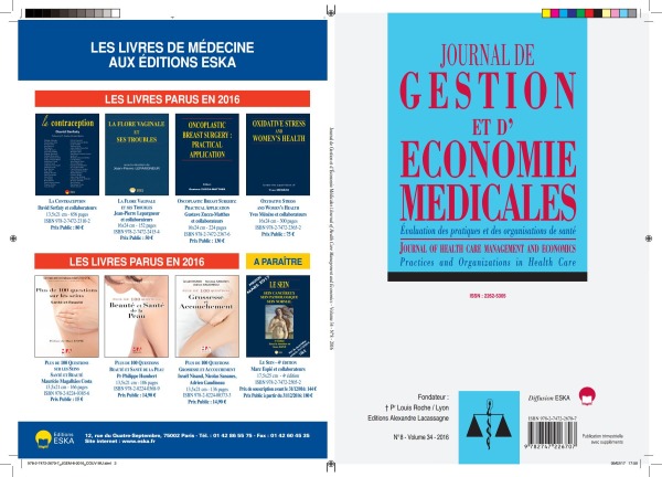 JOURNAL DE GESTION ET D'ECONOMIE MEDICALES N°8 VOL34-2016