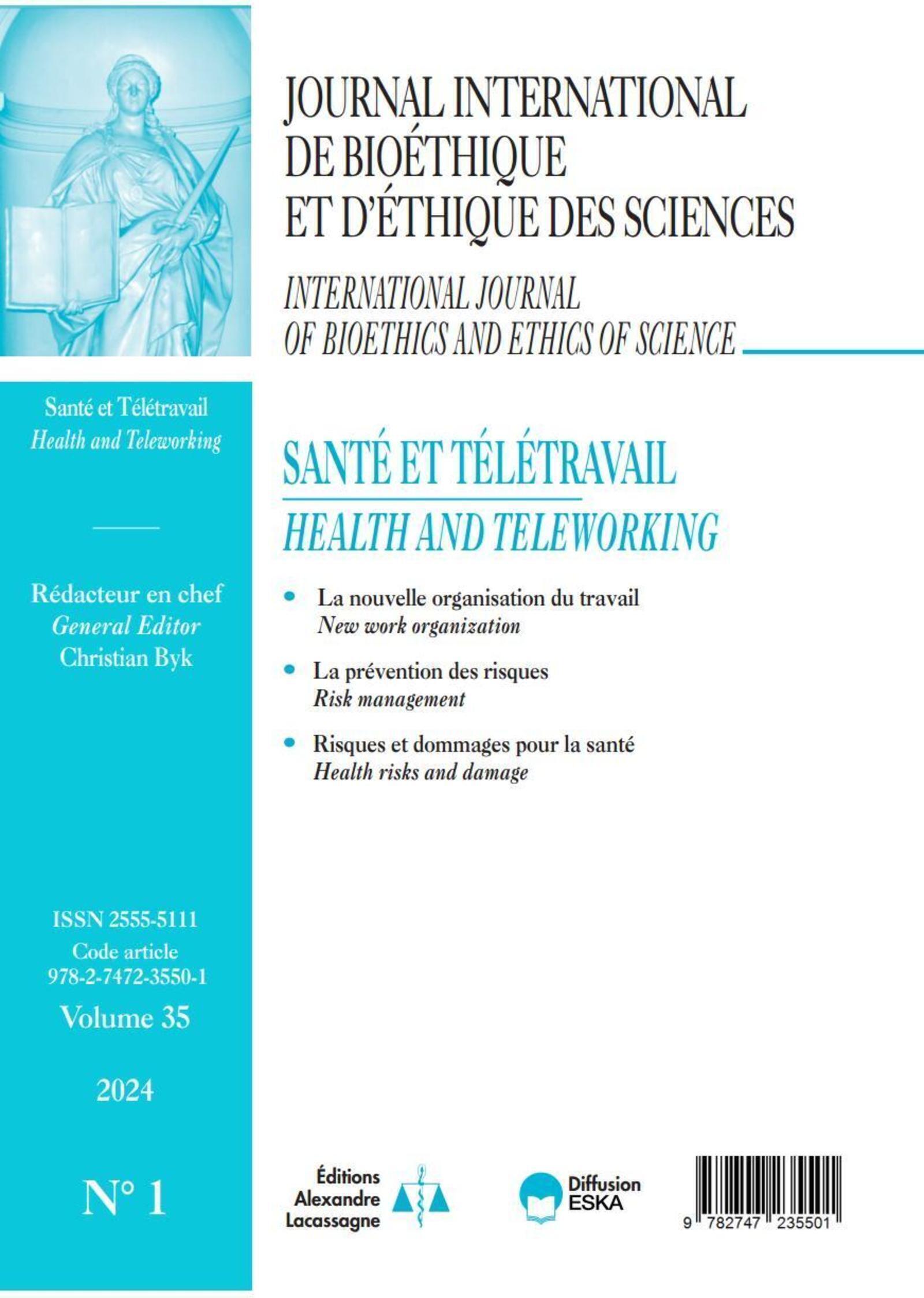 Journal International de Bioéthique et d'Ethique des Sciences 1-2024