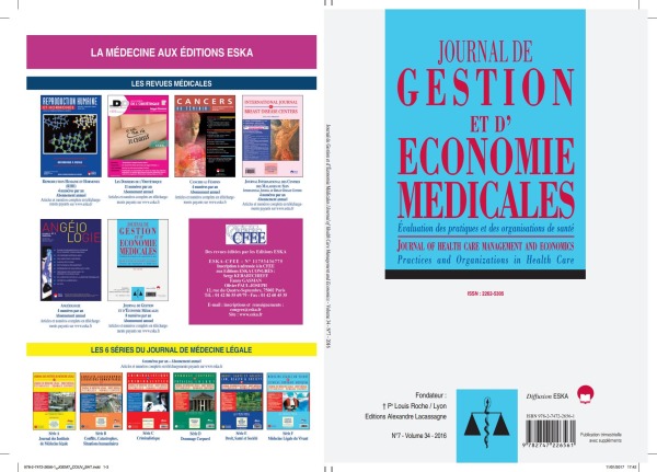 JOURNAL DE GESTION ET D'ECONOMIE MEDICALES N°7 VOL 34-2016