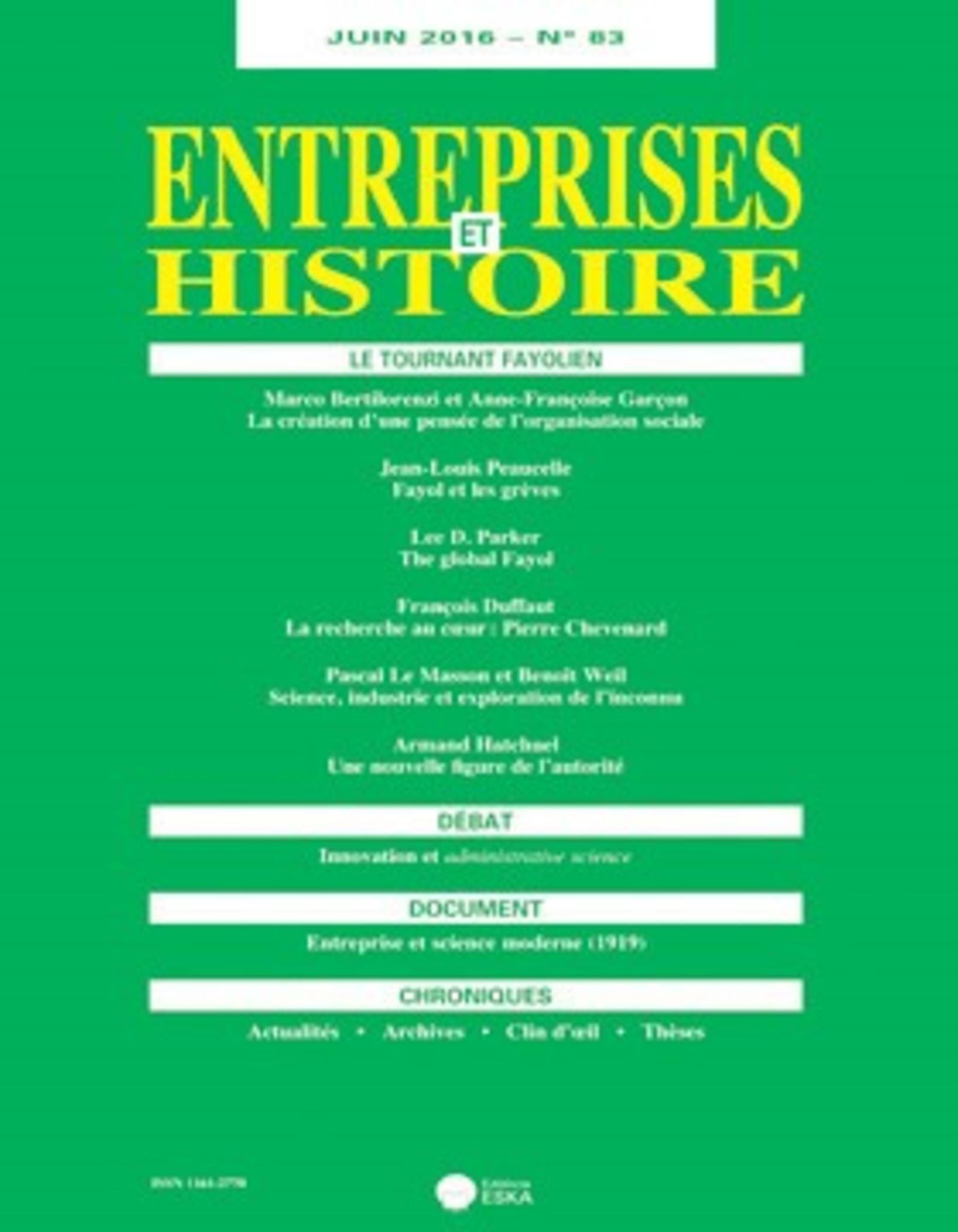 ENTREPRISES ET HISTOIRE 83 JUIN 2016