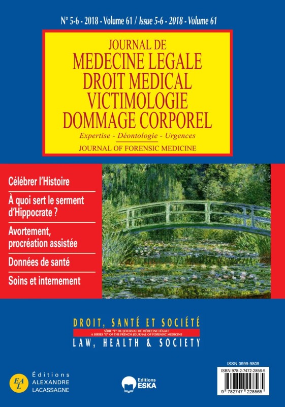 AVORTEMENT, PROCREATION ASSISTEE. LEGISLATIONS SOIN IVG EN E. JML5-6 VOL 61 2018
