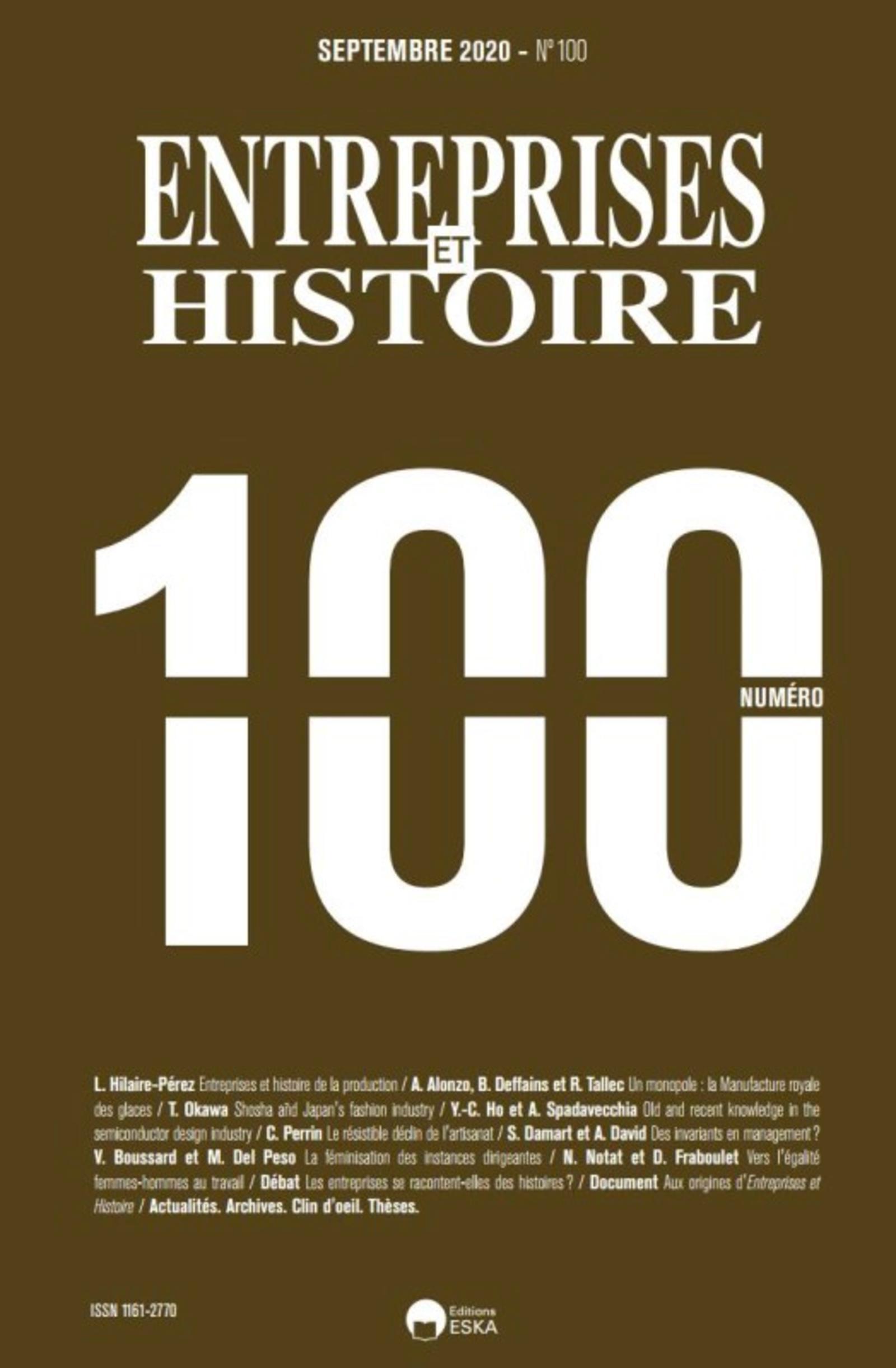 ENTREPRISES et HISTOIRE N°100-SEPTEMBRE 2020