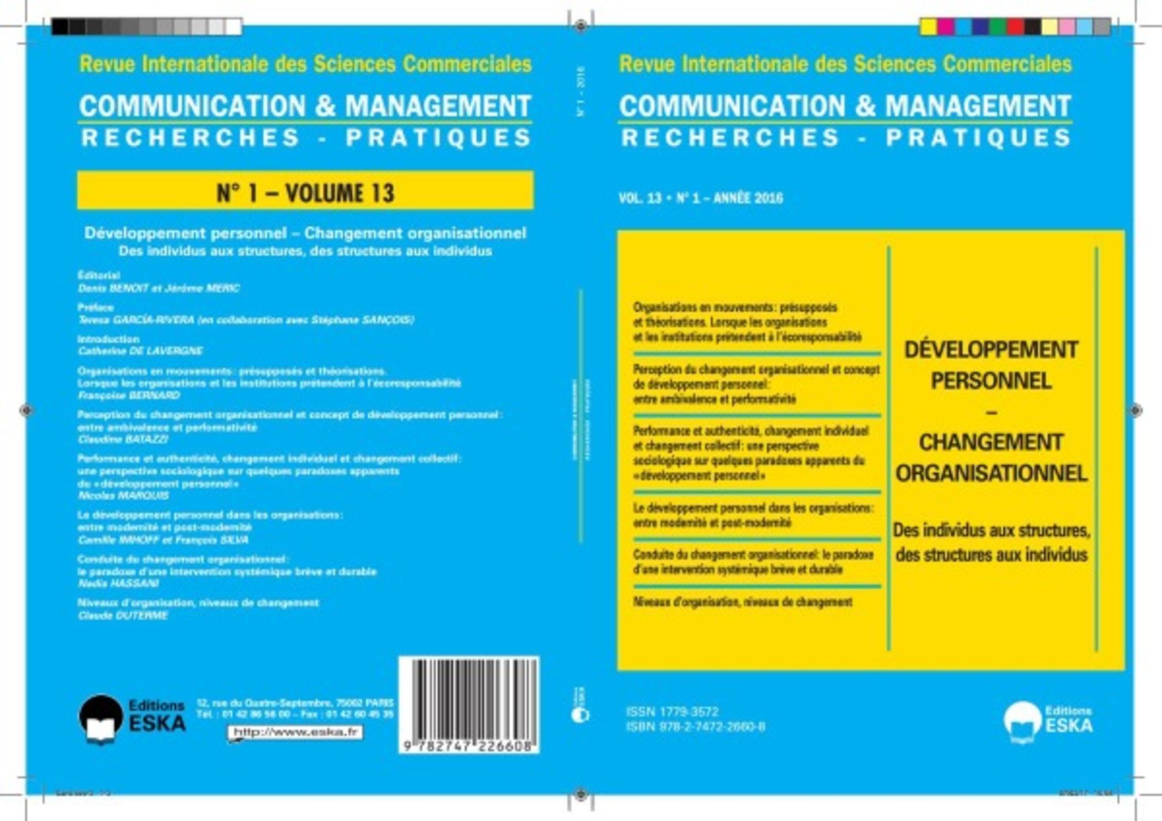 COMMUNICATION ET MANAGEMENT VOL.13 N°1-2016
