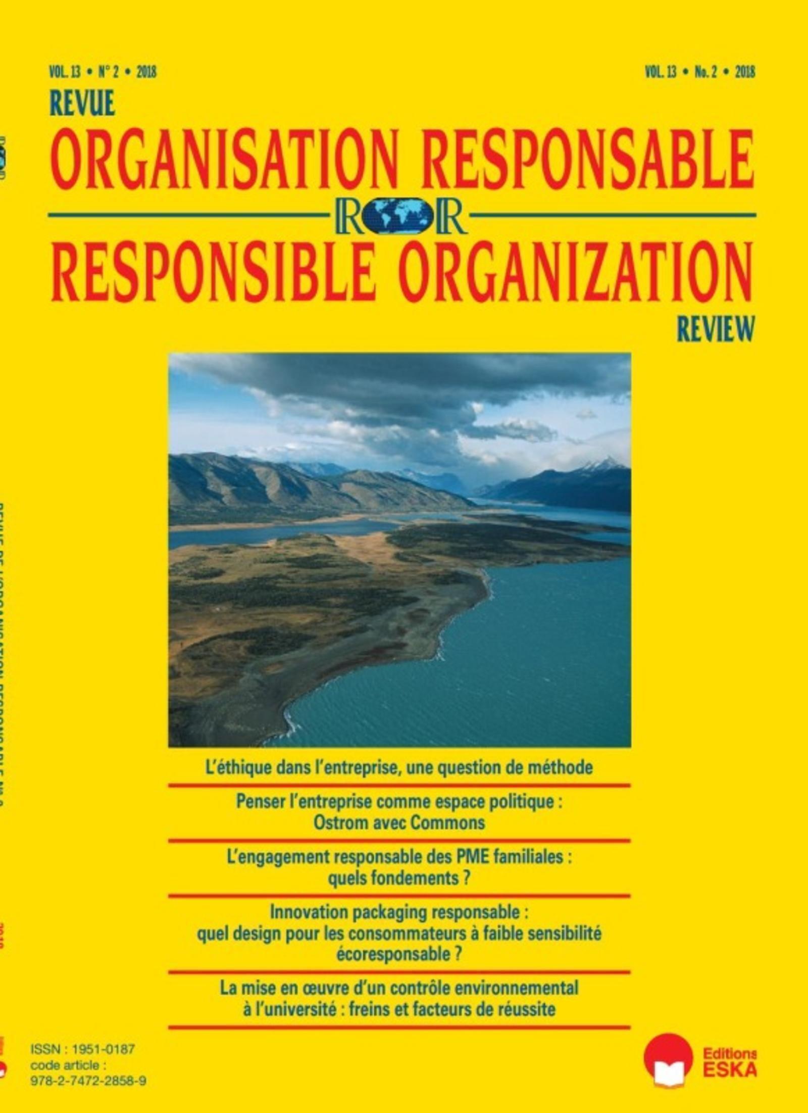 L'ETHIQUE DANS L(ENTREPRISE, UNE QUESTION DE METHODE-ROR 2 VOL 13 2018