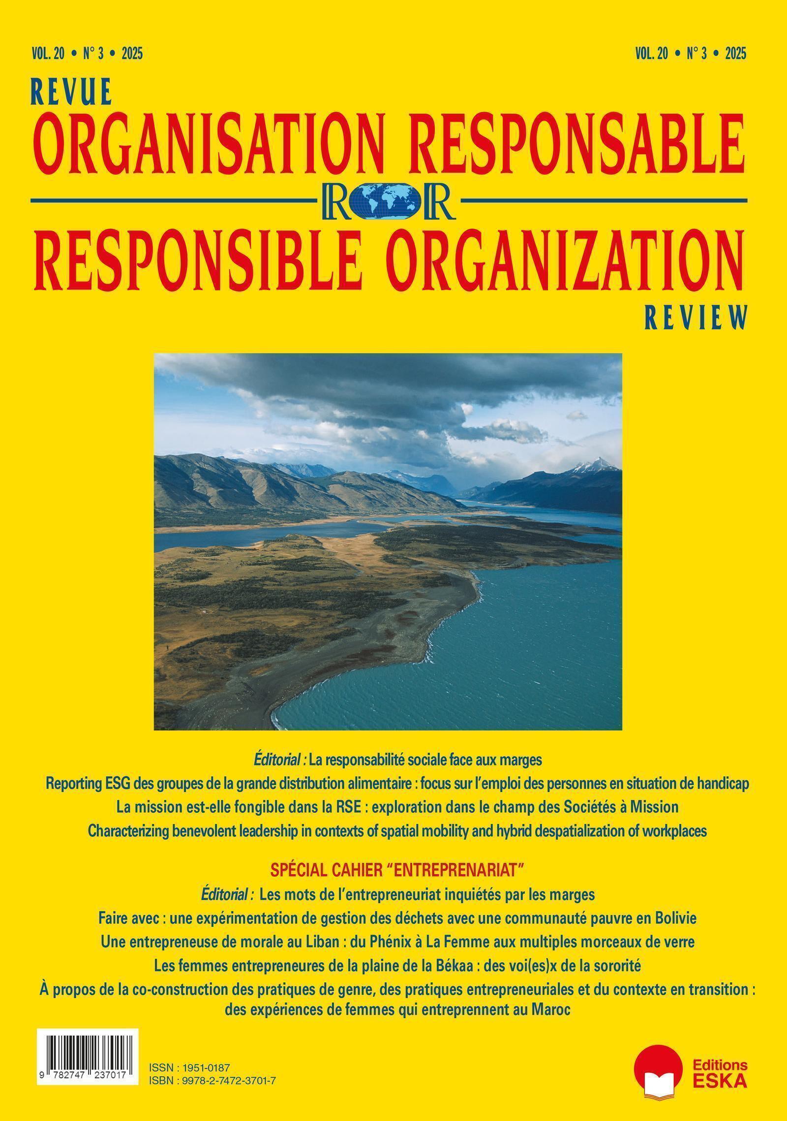 Revue organisation responsable Vol. 20 no 3 2025 - Spécial cahier entreprenariat