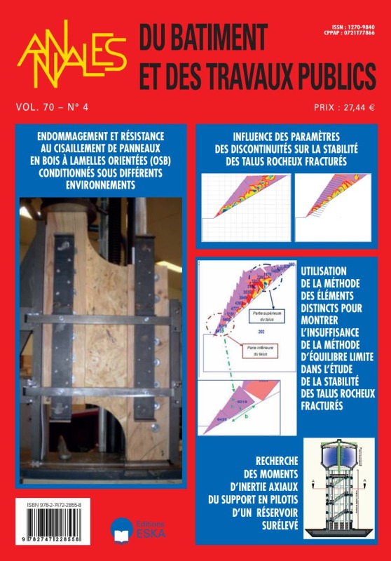 ENDOMMAGEMENT ET RESISTANCE AU CISAILLEMENT DE PANNEAUX...BTP VOL 70 N°4-2018