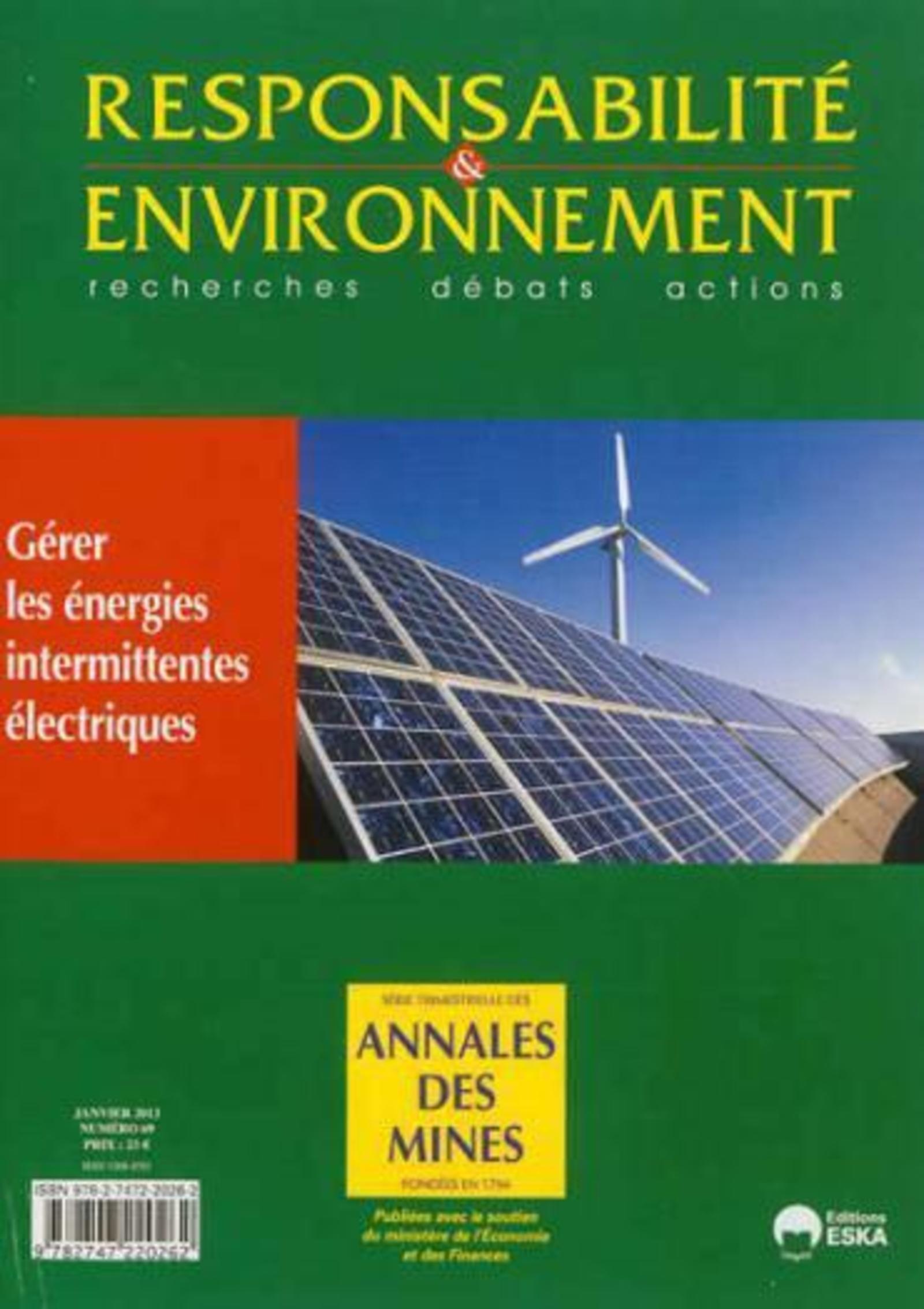 RE N 69 - JANVIER 2013 - GERER LES ENERGIES INTERMITTENTES ELECTRIQUES