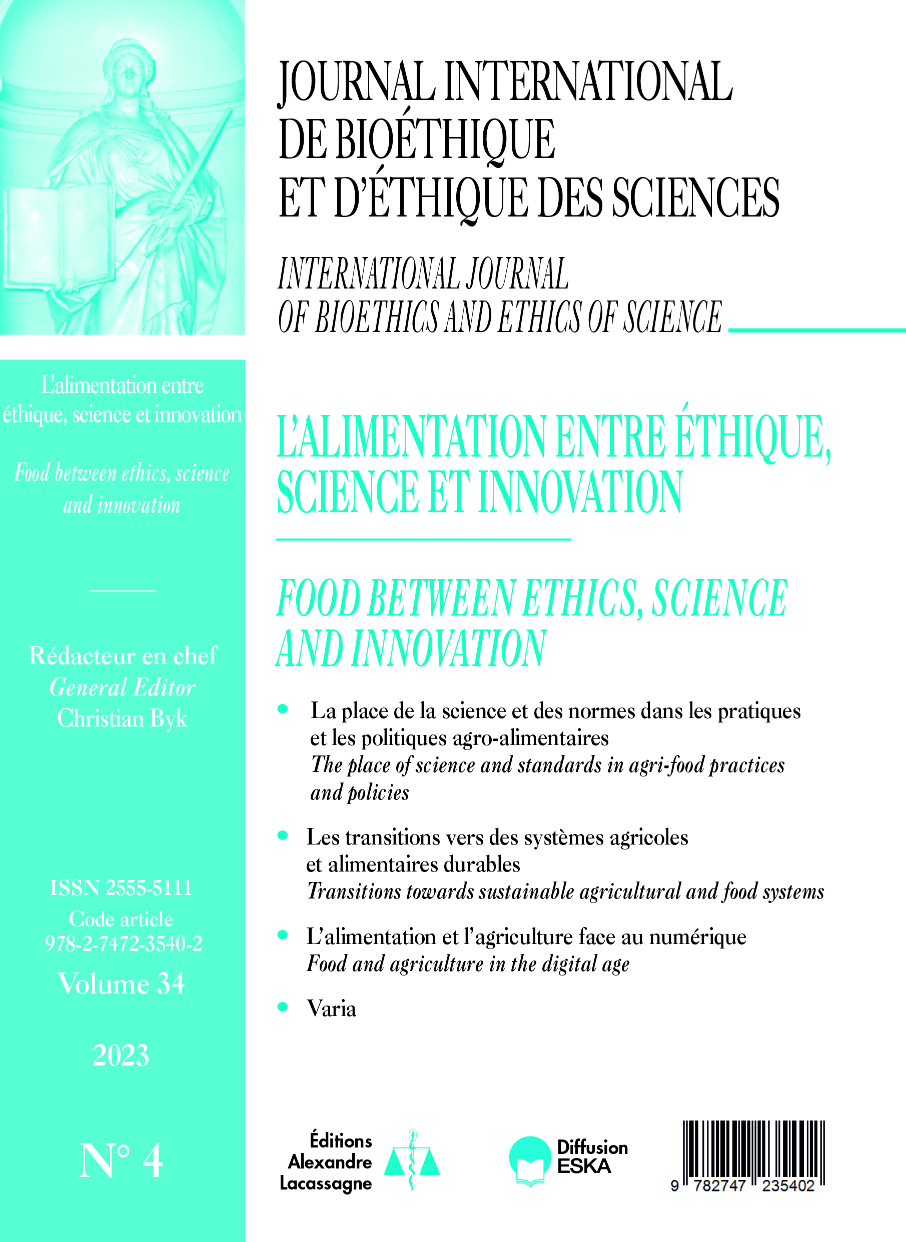 Journal International de Bioéthique et d'Ethique des Sciences 4-2023