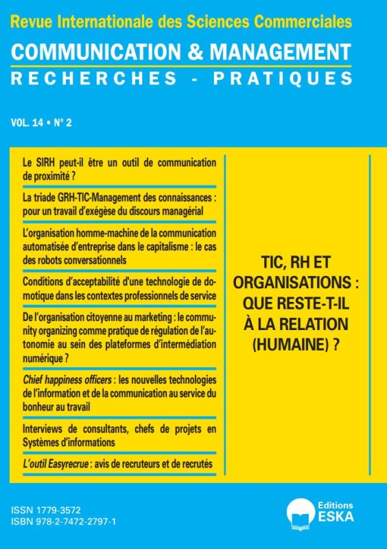 TIC, RH ET ORGANISATIONS:QUE RESTE-T-IL A A RELATIONS (HUMAINE)? CM 2-2017