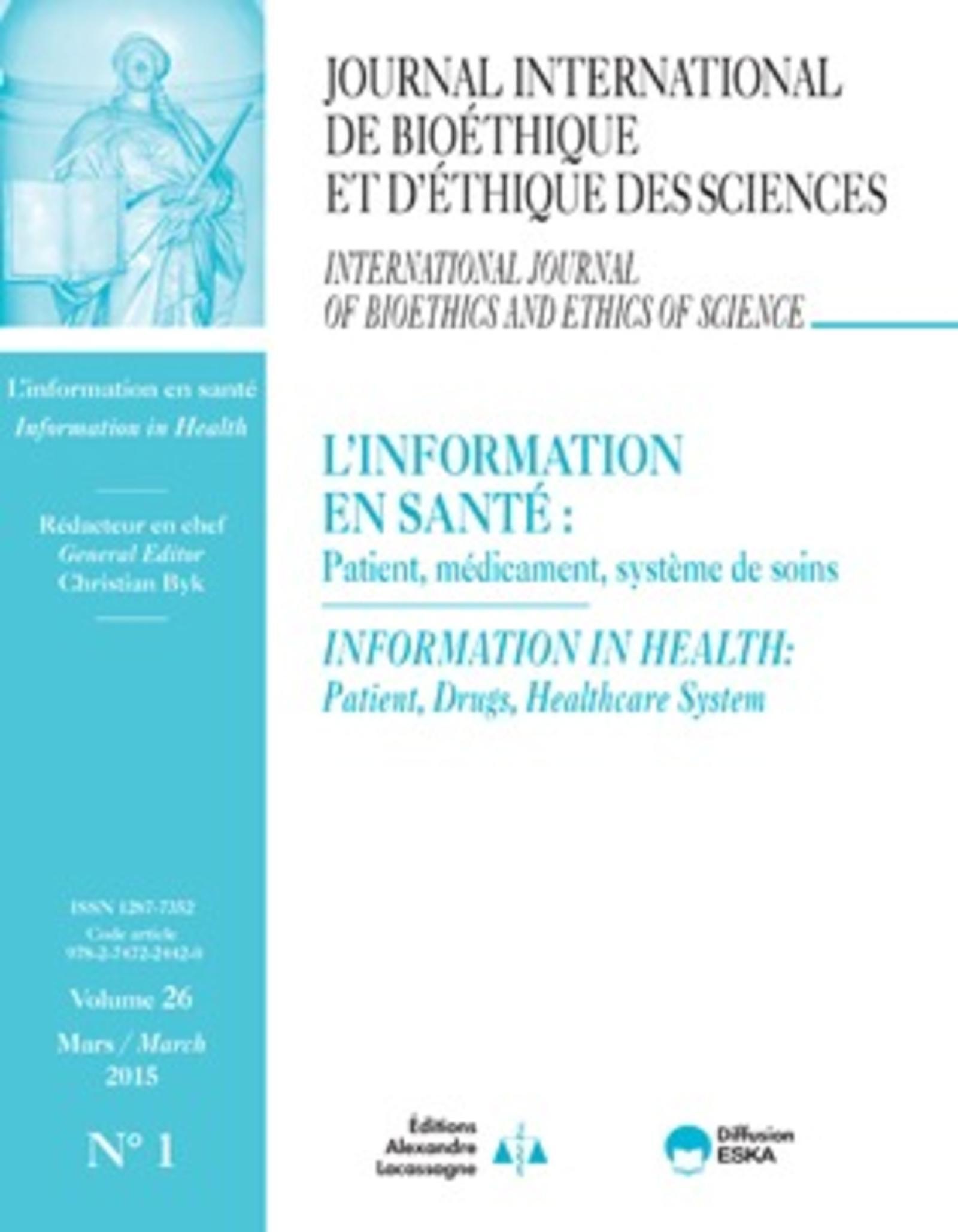 REVUE JIB 1 2015 L'INFORMATION EN SANTE