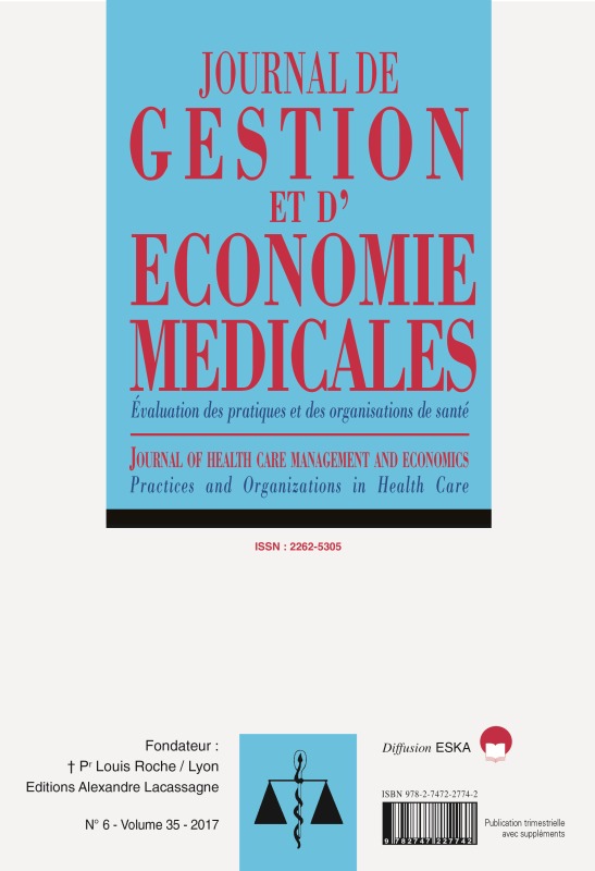 JOURNAL DE GESTION ET D'ECONOMIE MEDICALES N°6 VOL35-2017
