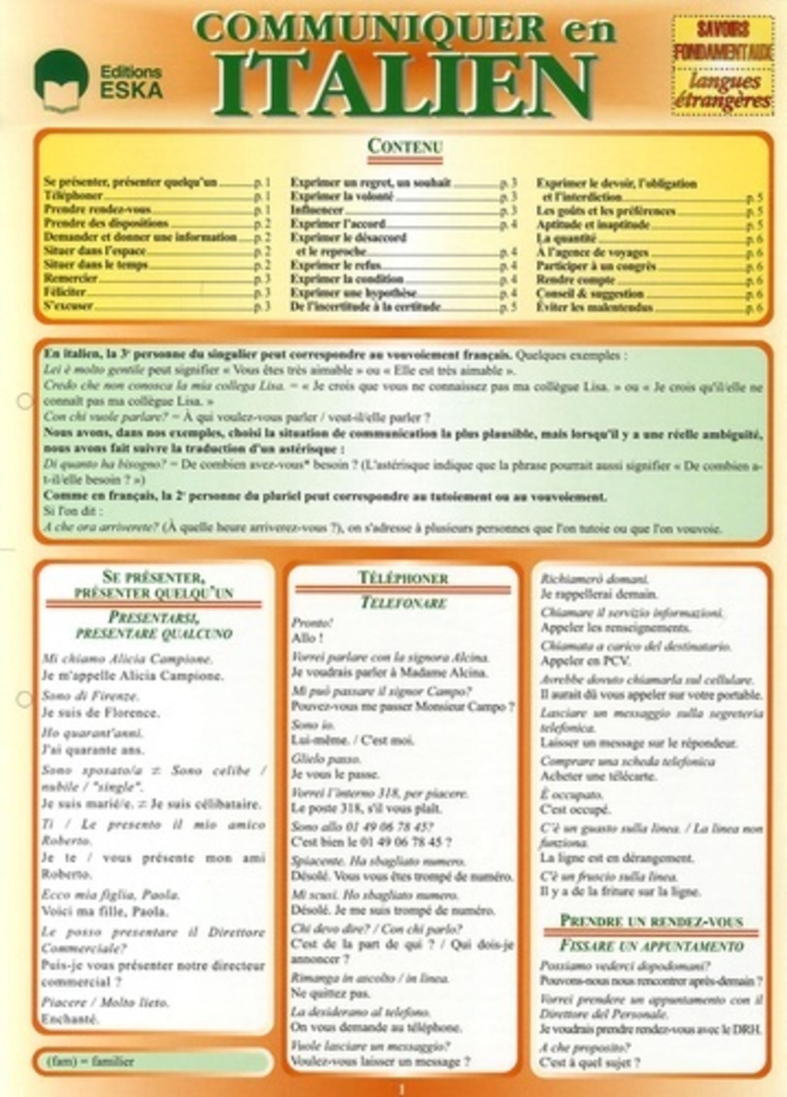 COMMUNIQUER EN ITALIEN