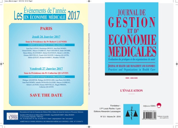 JOURNAL DE GESTION ET D'ECONOMIE MEDICALES N°2-3 VOL 34-2016