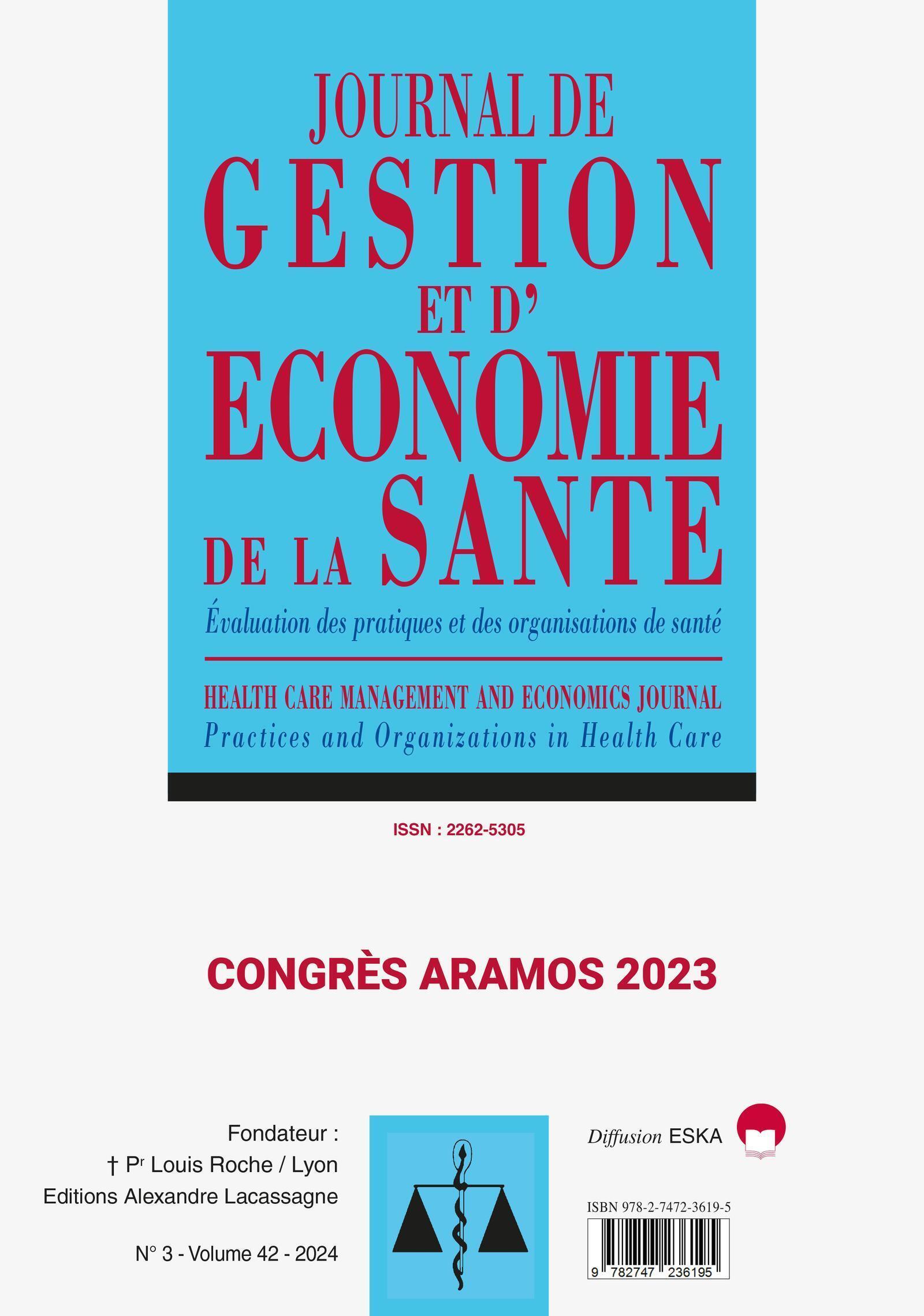 Journal de gestion et d'économie de la santé n°3 Volume 42