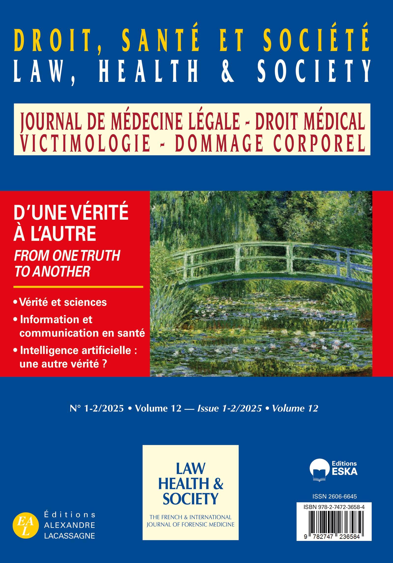 Droit santé et société n° 1-2 volume 12 - 2025