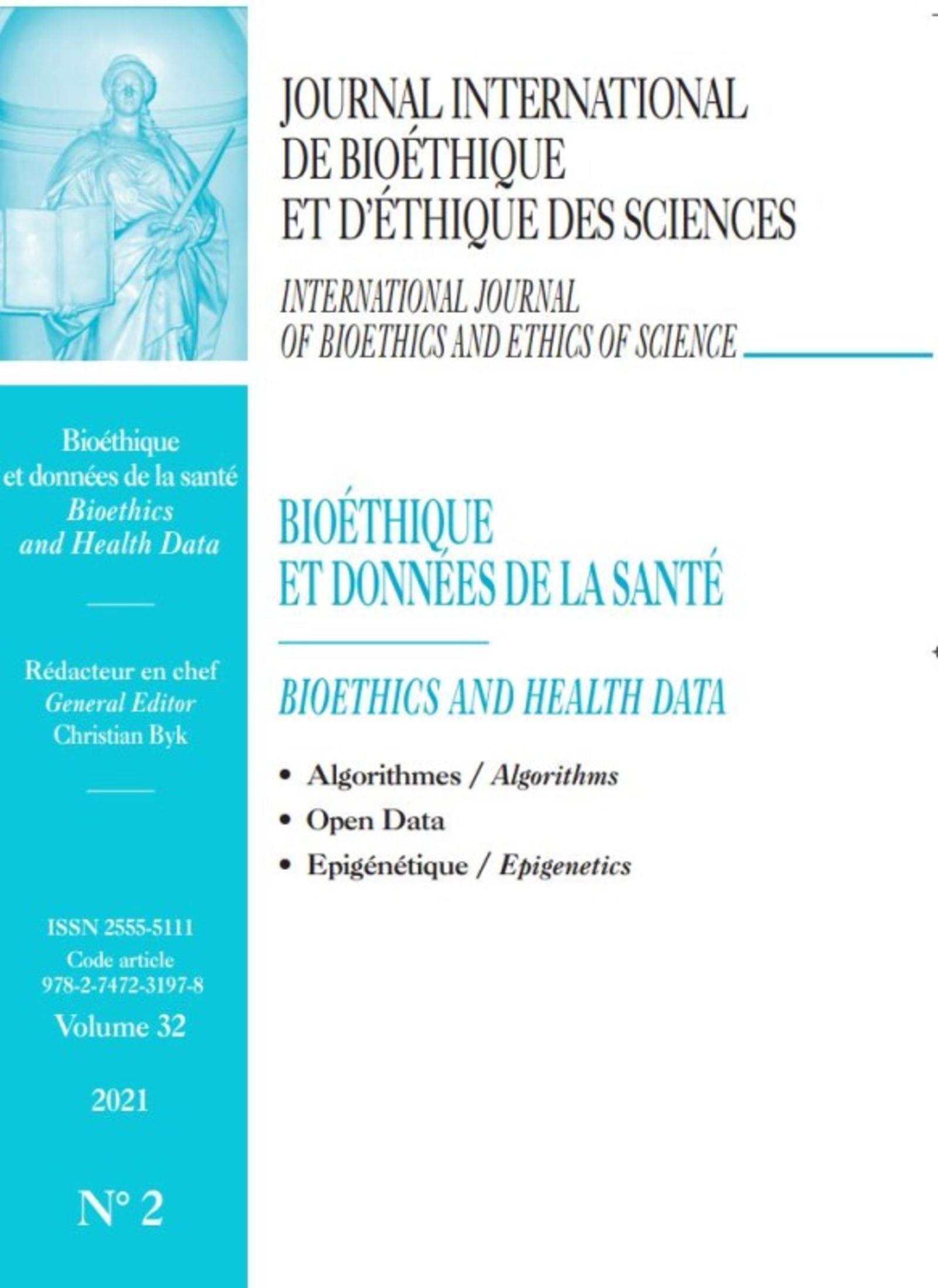 BIOETHIQUE ET DONNEES DE LA SANTE-JIB 2021 VOL32 N°2