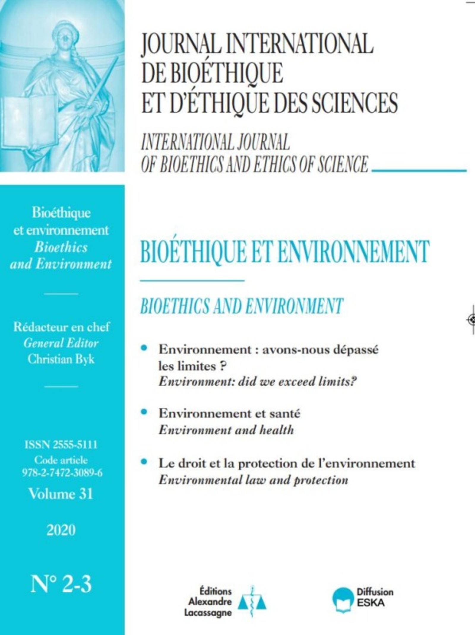 BIOETHIQUE ET ENVIRONNEMENT-JIB VOL 31 N°2-3-2020