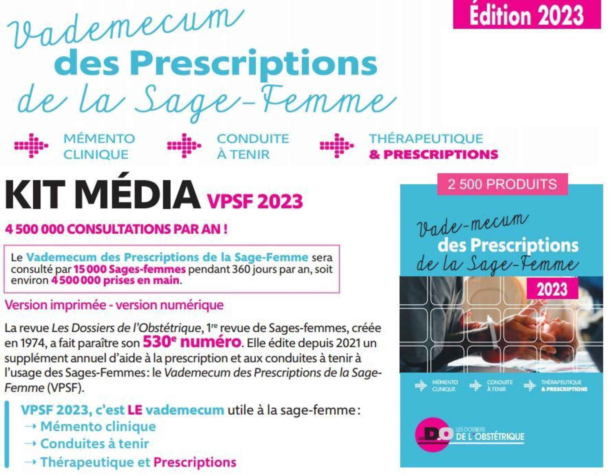 Vademecum des prescriptions de la sage-femme 2023