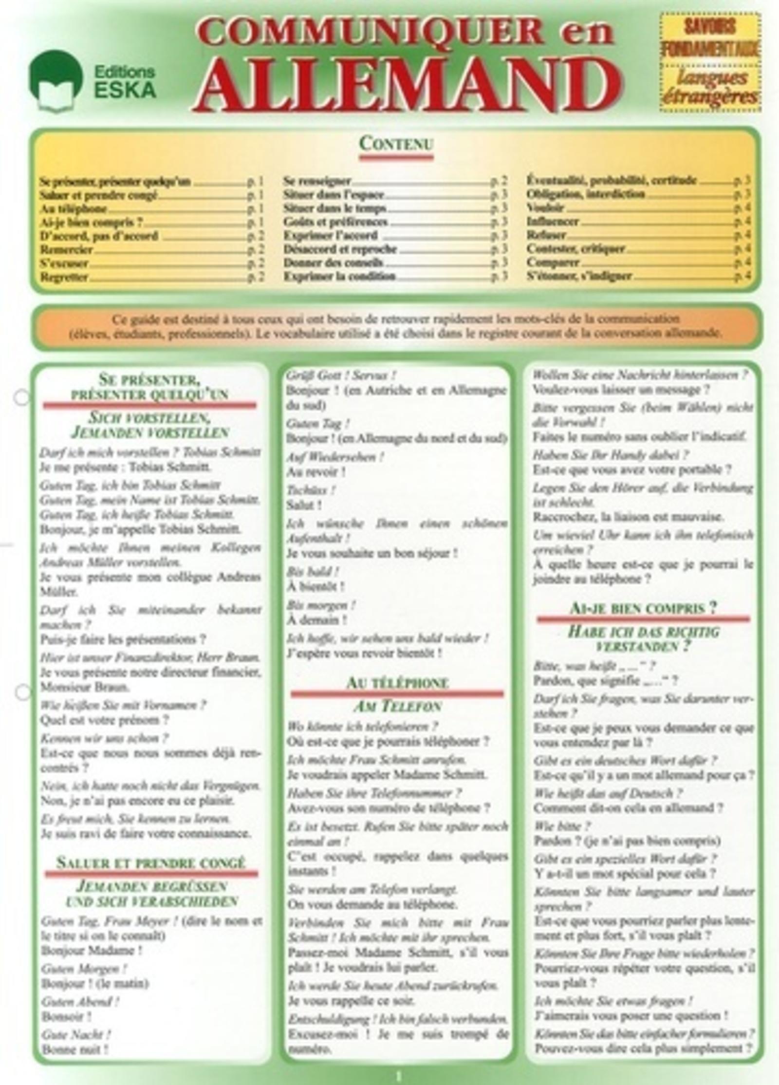 COMMUNIQUER EN ALLEMAND