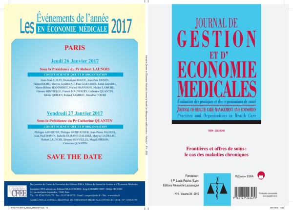JOURNAL DE GESTION ET D'ECONOMIE MEDICALES N°4 VOL 34-2016