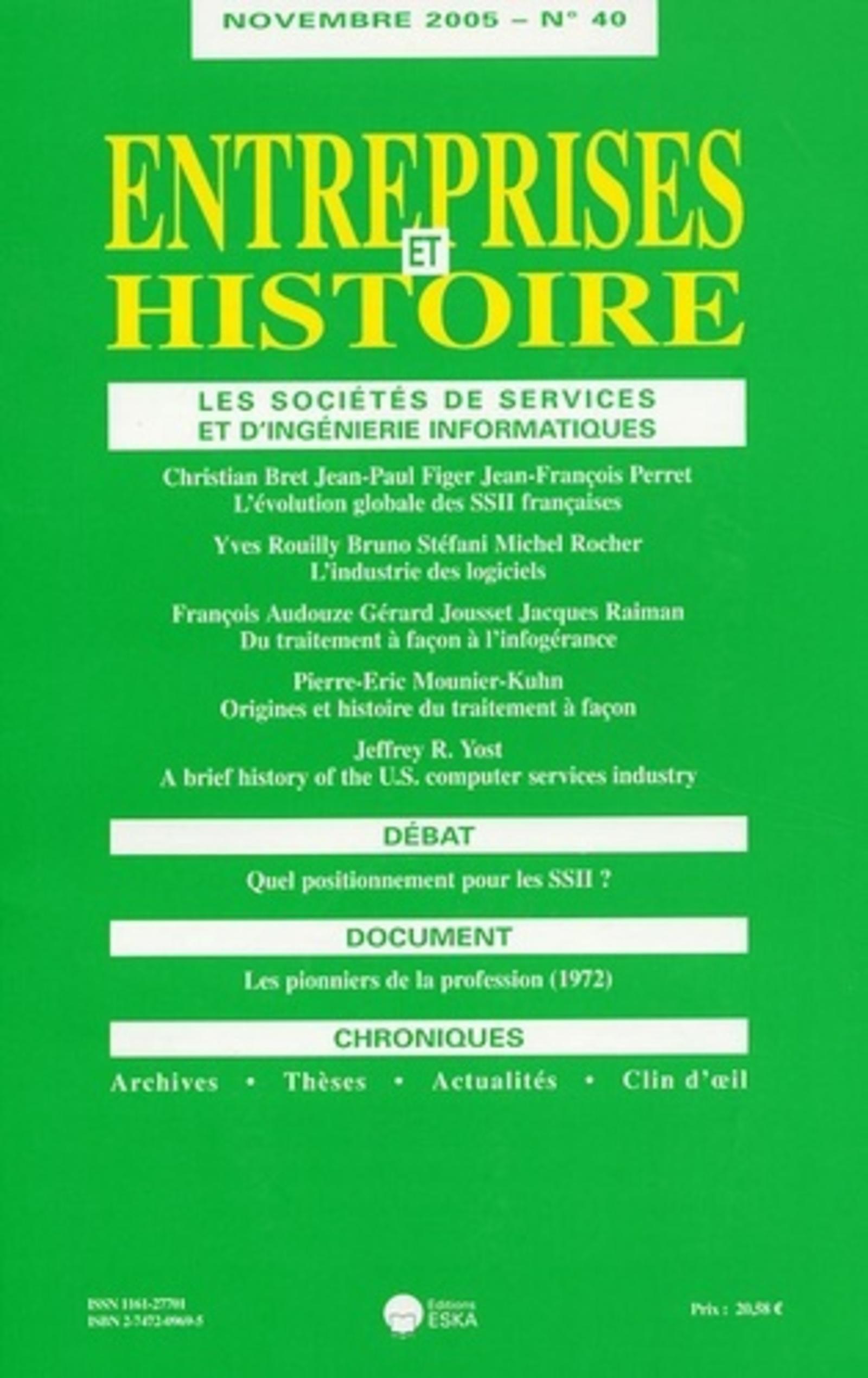 ENTREPRISES ET HISTOIRE 40 SOCIETES DE S