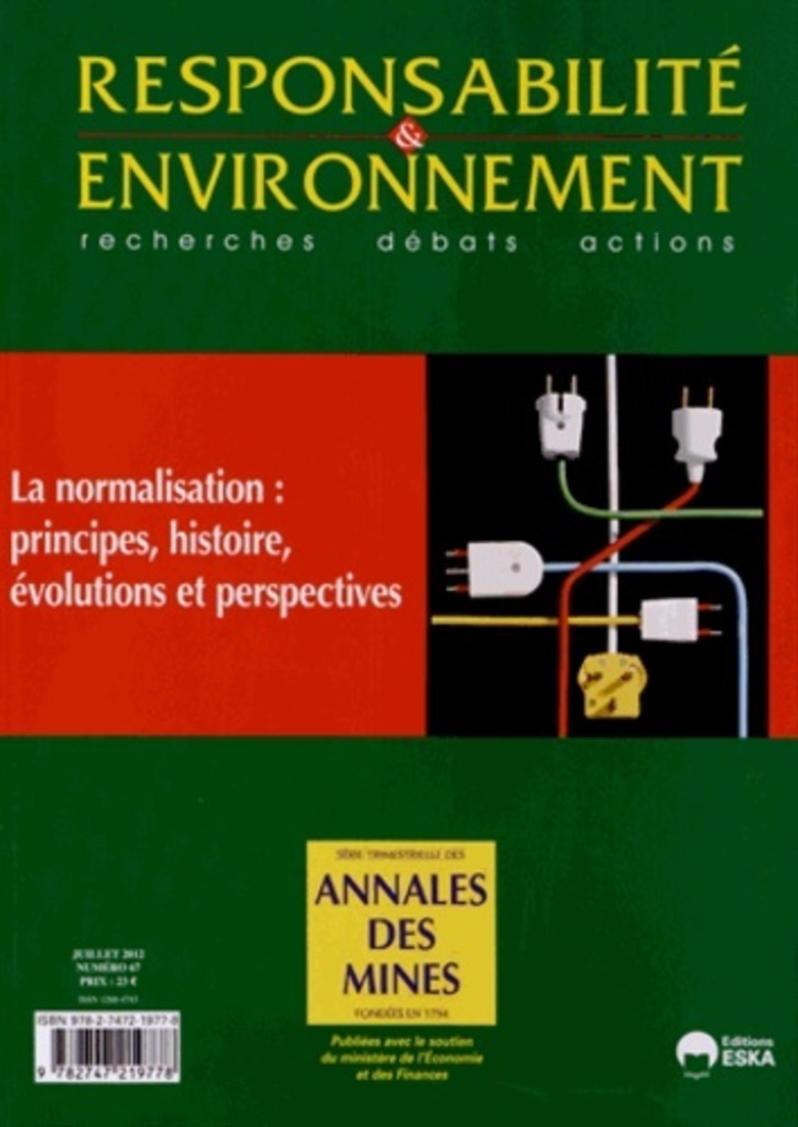 RE N 67 - JUILLET 2012 - LA NORMALISATION : PRINCIPES, HISTOIRE, EVOLUTIONS ET