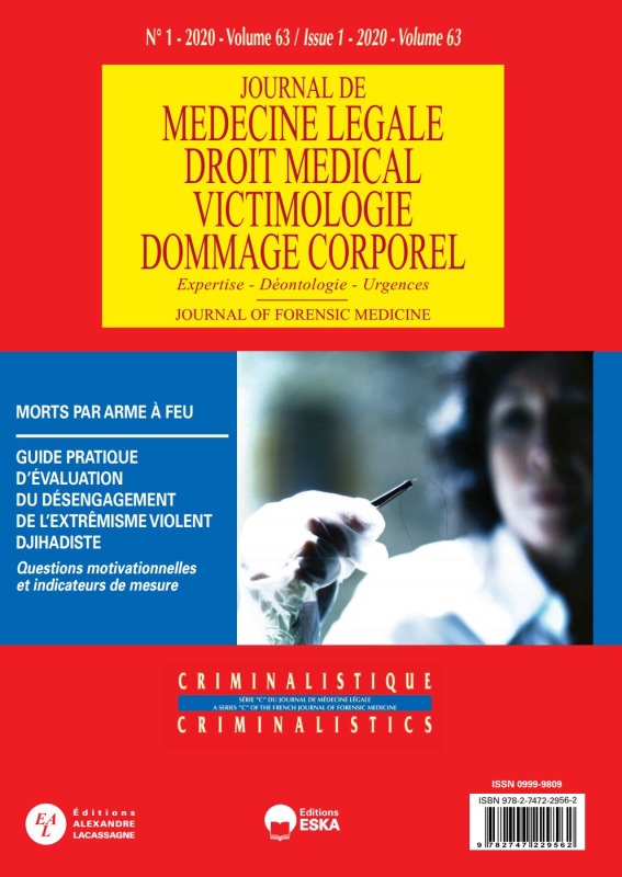 MORTS PAR ARME À FEU-REVUE JML N°1 VOL 63-2020-SERIE CRIMINALISTIQUE