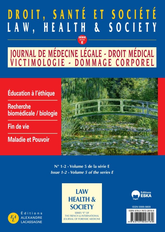 DROIT SANTE ET SOCIETE N°1-2 VOL 5-SERIE E - 2018