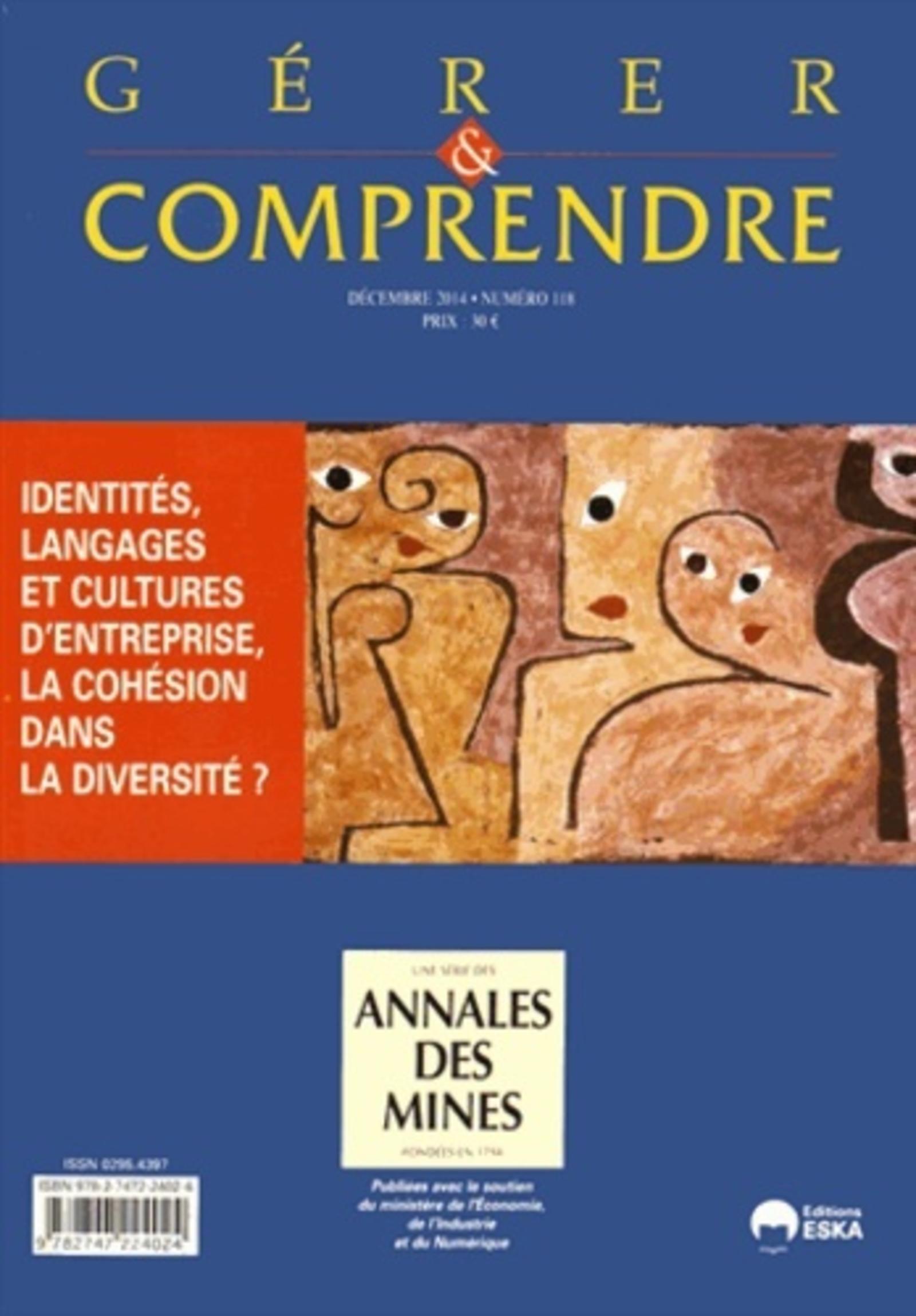 GERER ET COMPRENDRE 118 2014 IDENTITES LANGAGES ET CULTURE D'ENTREPRISE LA COHES