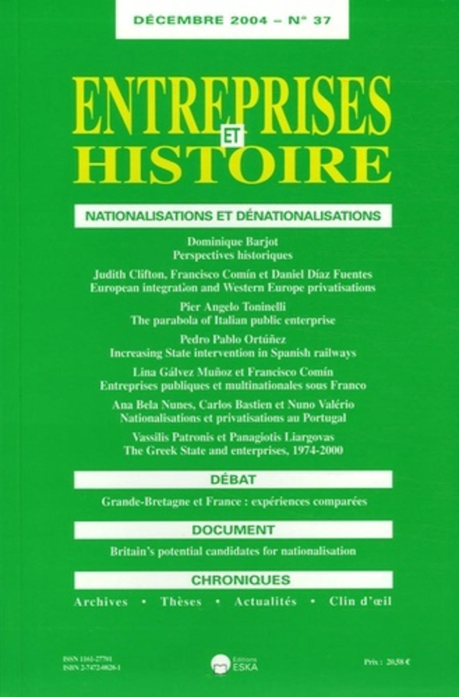 ENTREPRISES ET HISTOIRE 37 NATIONALISATI