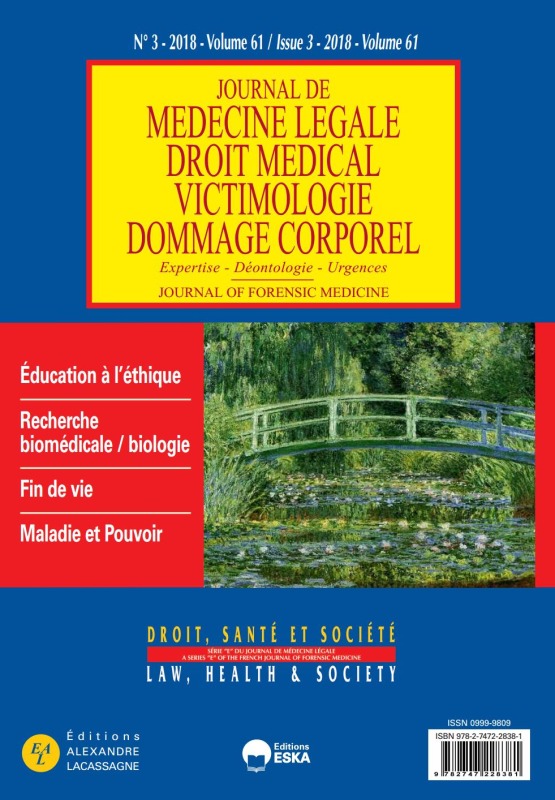 MALADIE ET POUVOIR-REVUE JML N°3 VOL 61-2018-DROIT SANTE ET SOCIETE