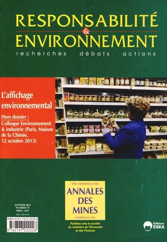 RESPONSABILITE ET ENVIRONNEMENT N73 JANVIER 2014 L'AFFICHAGE ENVIRONNEMENTAL