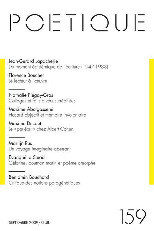 Poétique, n°159