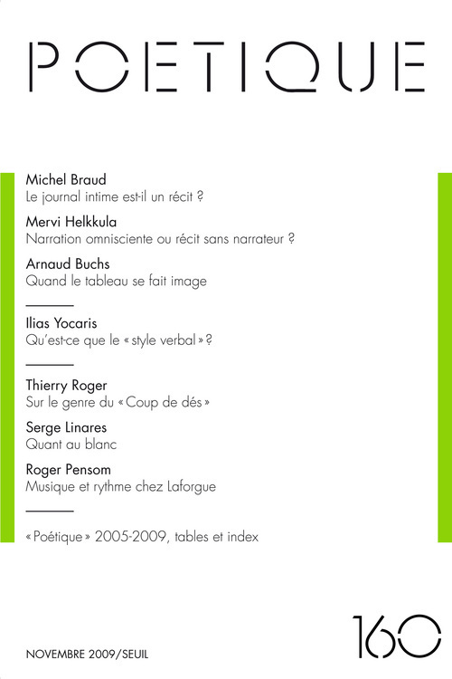 Poétique,  n°160