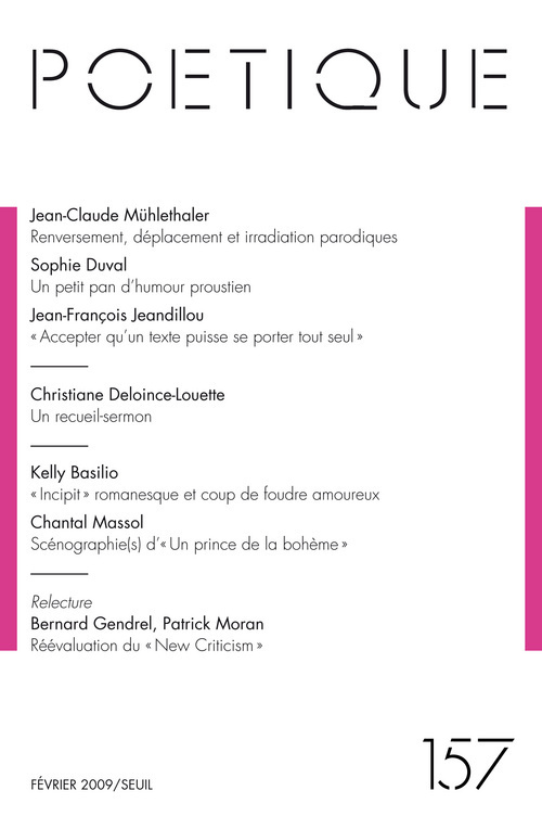 Poétique,  n°157