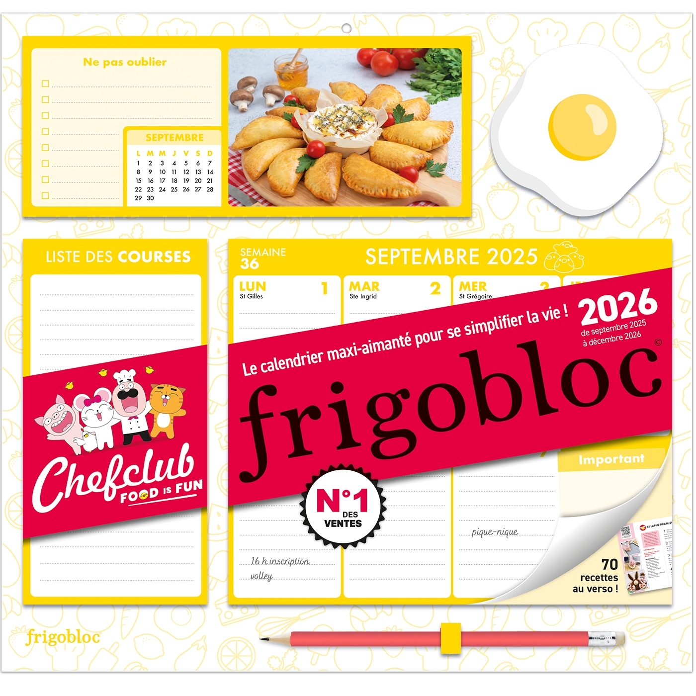 Frigobloc Hebdomadaire 2026 Chefclub (de sept. 2025 à déc. 2026)