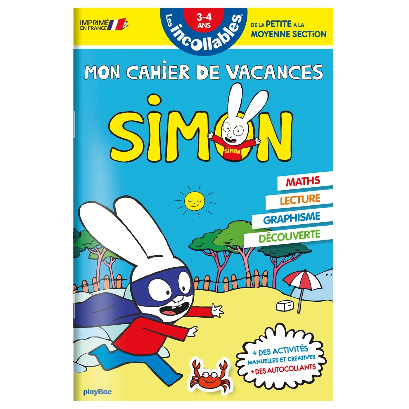Cahier de vacances 2026 Simon - Les incollables - Petite Section à Moyenne Section - 3/4 ans