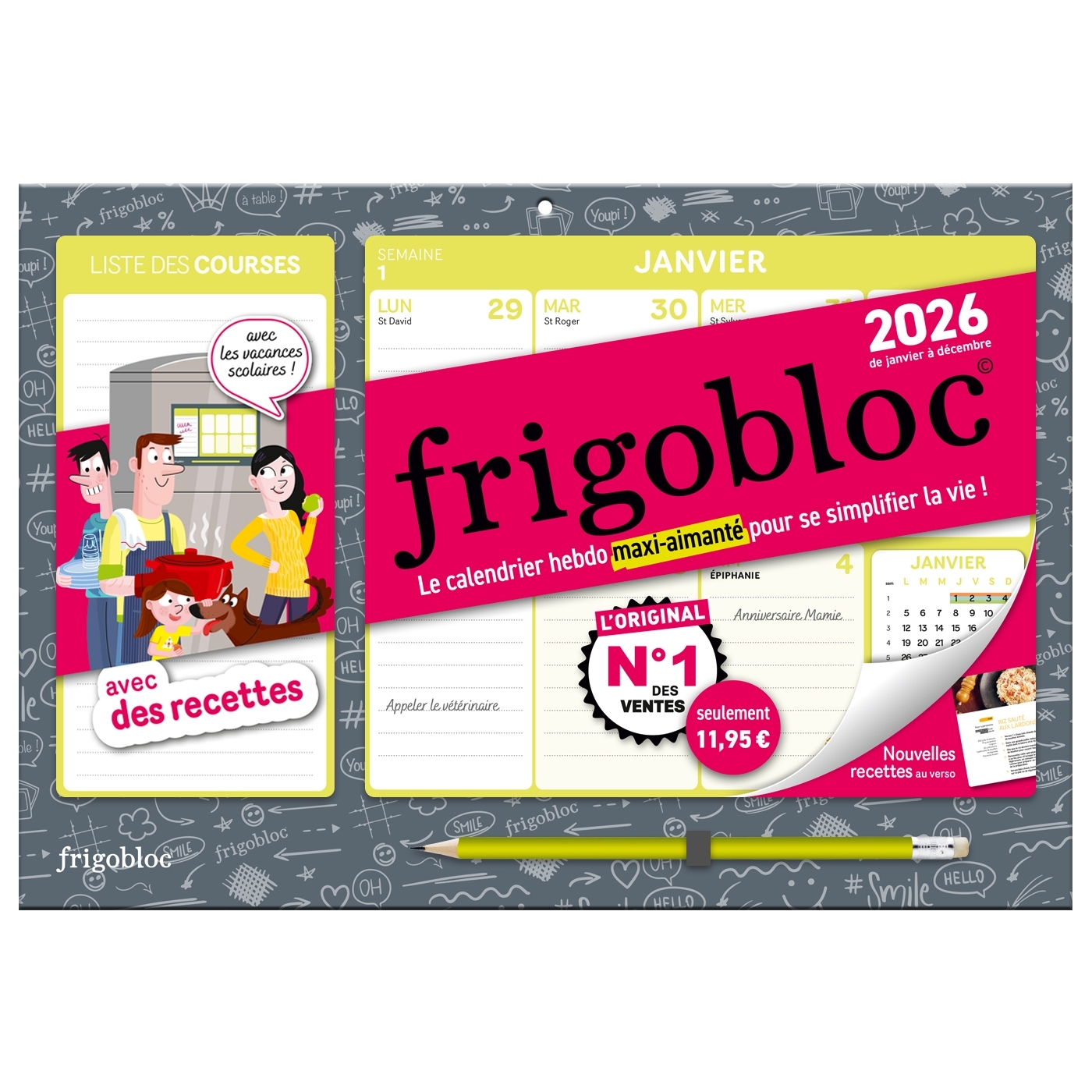 Frigobloc Hebdomadaire Compact 2026  - Calendrier Compact / sem (de janv. à déc. 2026)