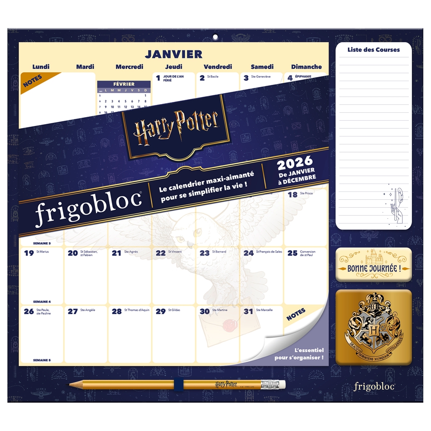 Frigobloc Mensuel 2026 Déco Harry Potter (de janv. à déc. 2026)
