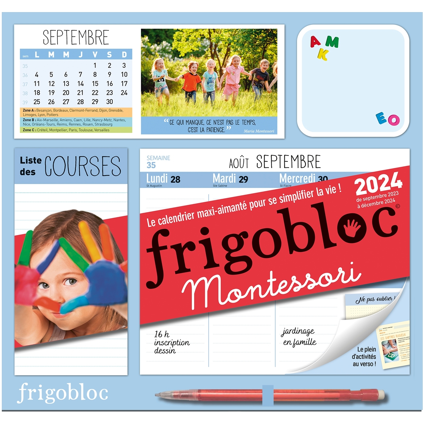 Frigobloc Hebdomadaire 2024 Montessori (de sept. 2023 à déc. 2024)