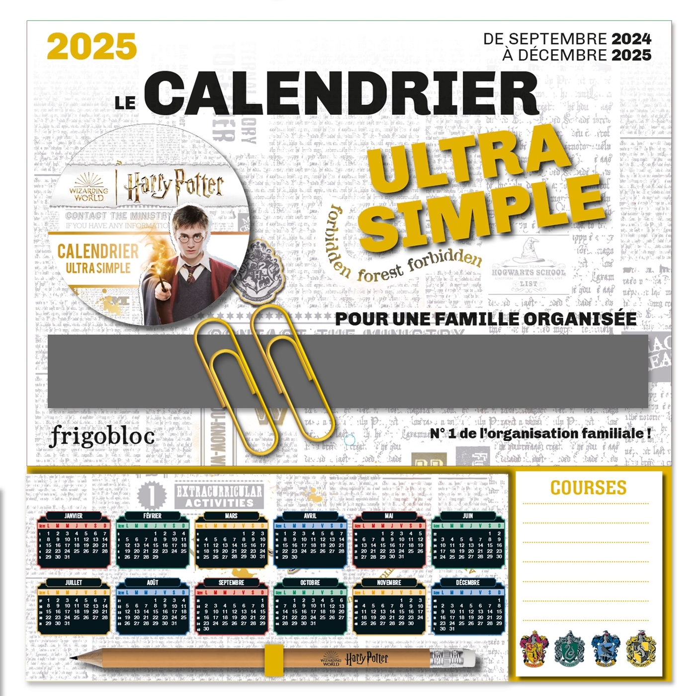 Frigobloc Mini Calendrier Ultra Simple Harry Potter (de sept. 2024 à déc. 2025)