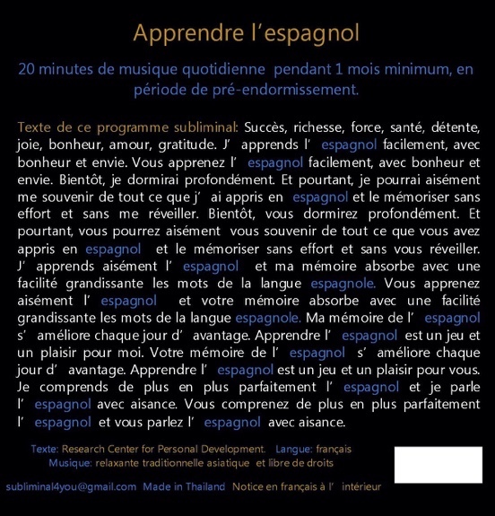 Programme Subliminal Audio - Apprendre l'espagnol