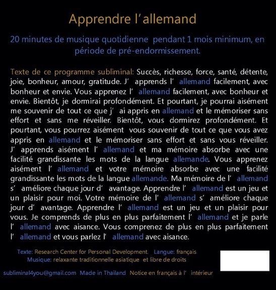 Programme Subliminal Audio - Apprendre l'allemand