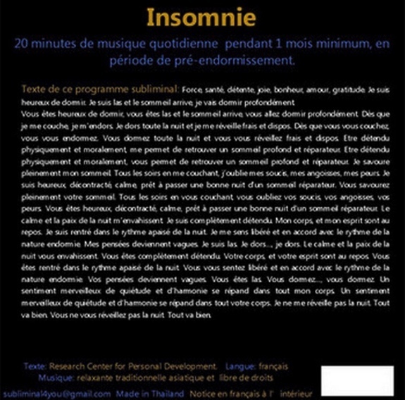 Programme Subliminal Audio - Insomnie