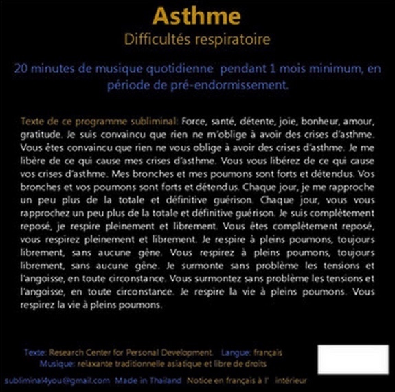 Programme Subliminal Audio - Asthme - Difficultés Respiratoires