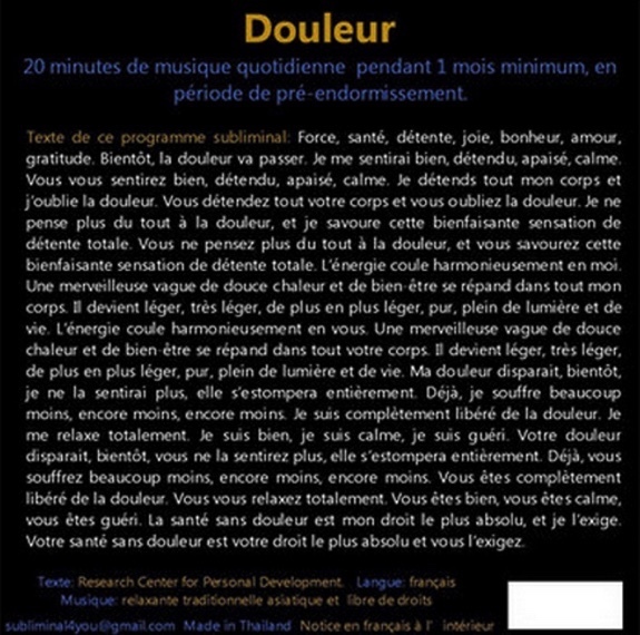 Programme Subliminal Audio - Douleur