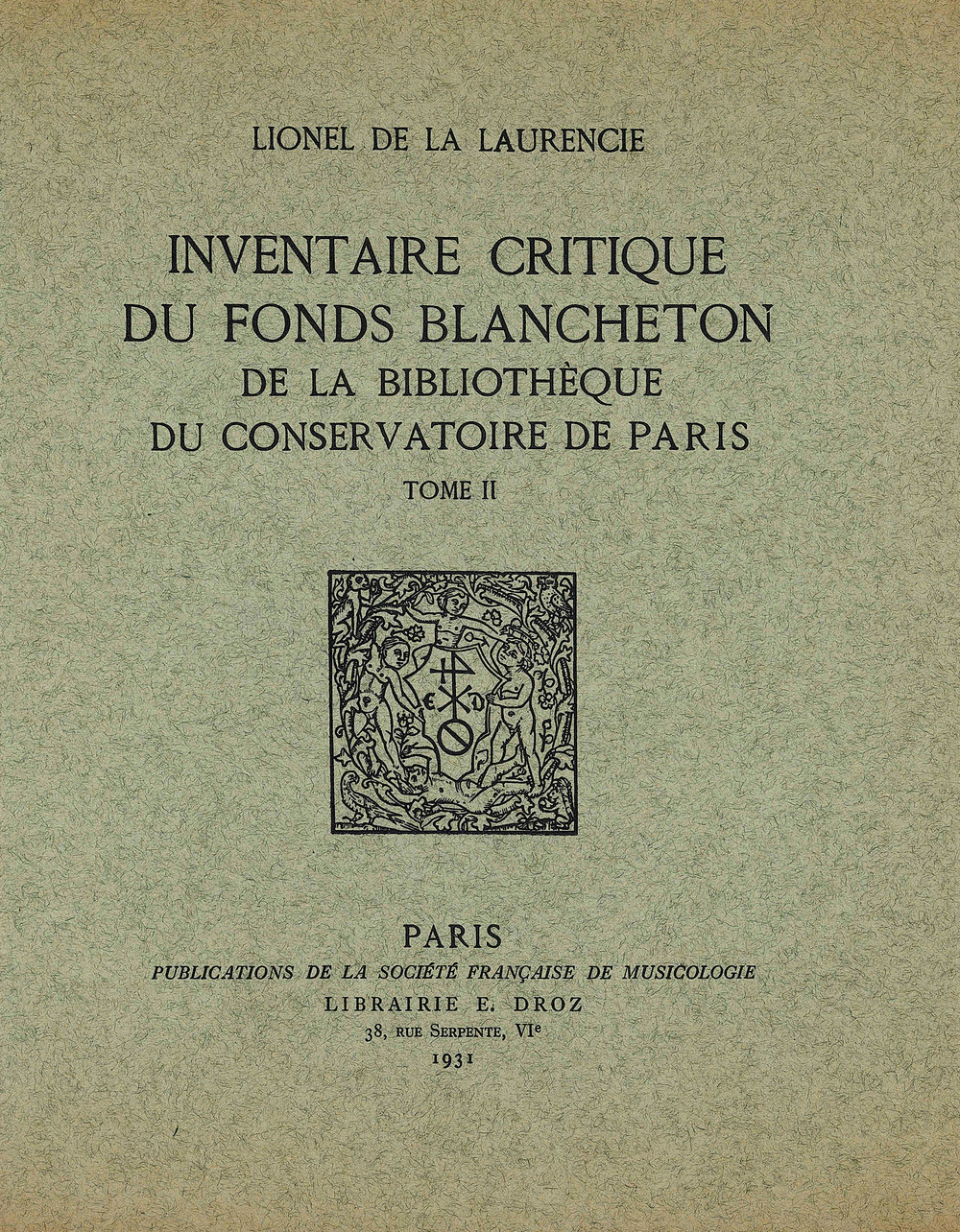 Inventaire critique du fonds Blancheton