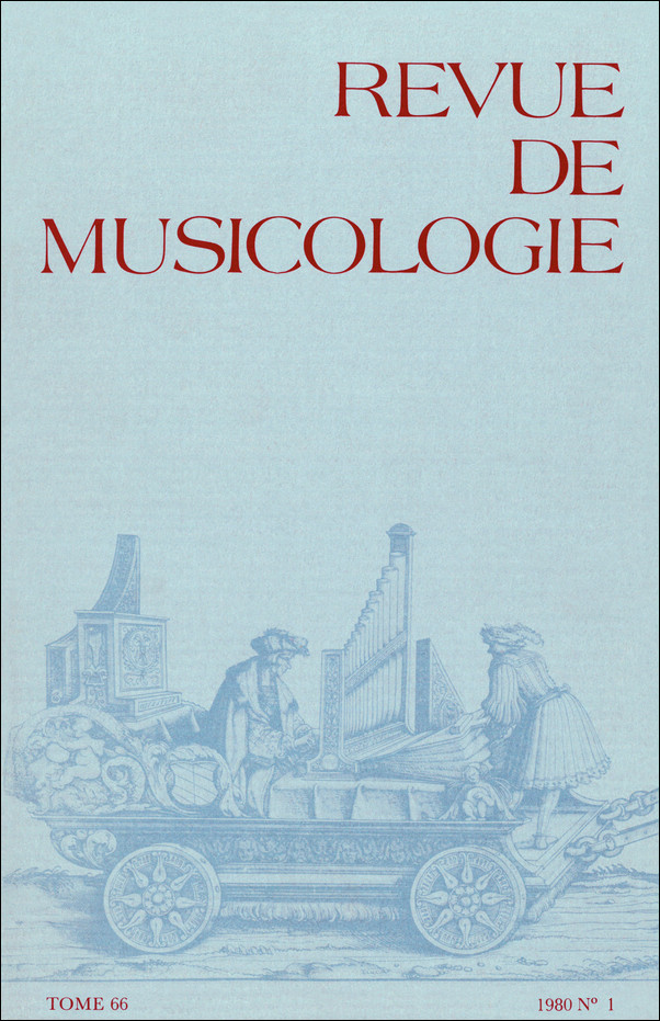 Revue de musicologie tome 66, n° 1 (1980)