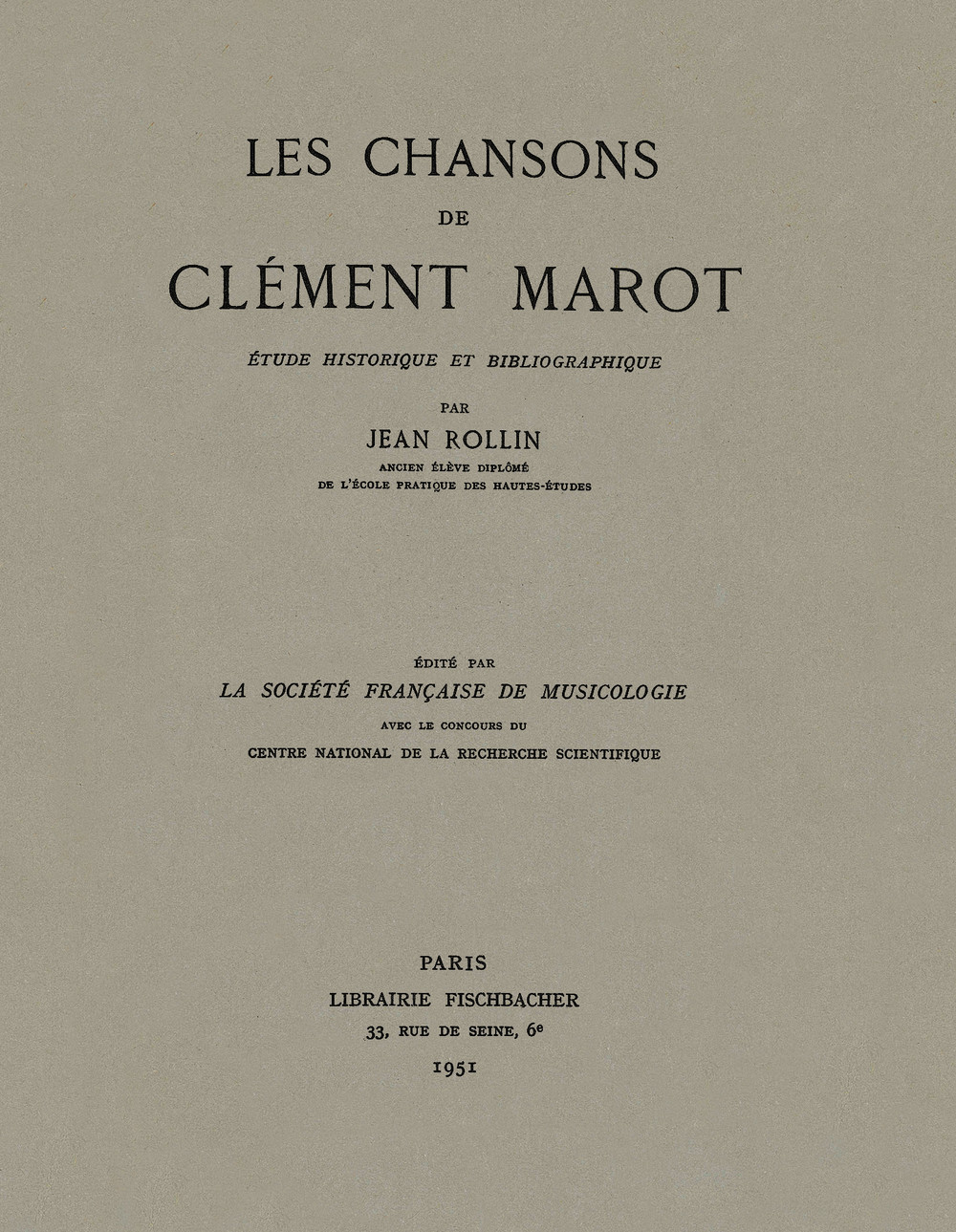 Les Chansons de Clément Marot