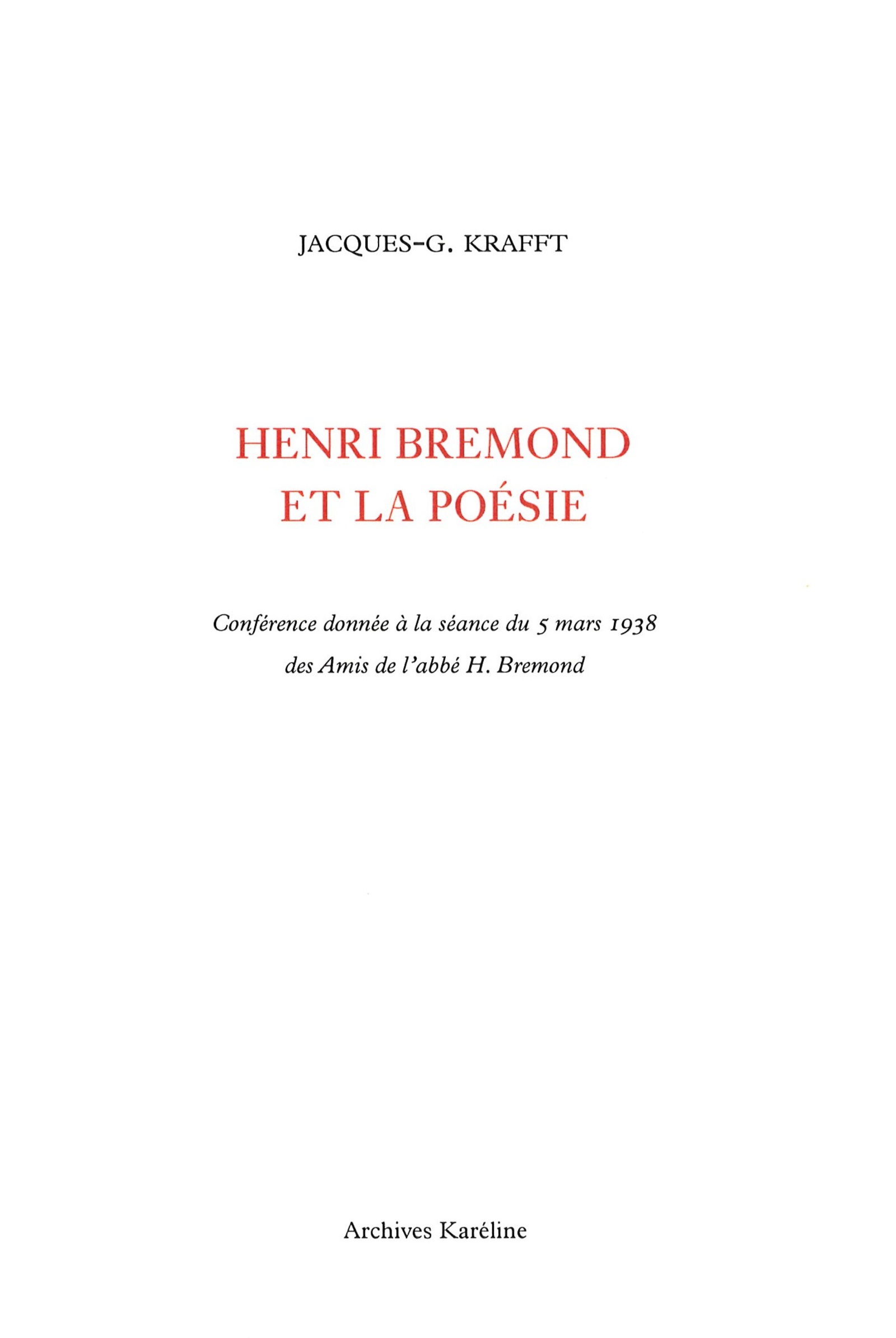 Henri Brémond et la poésie